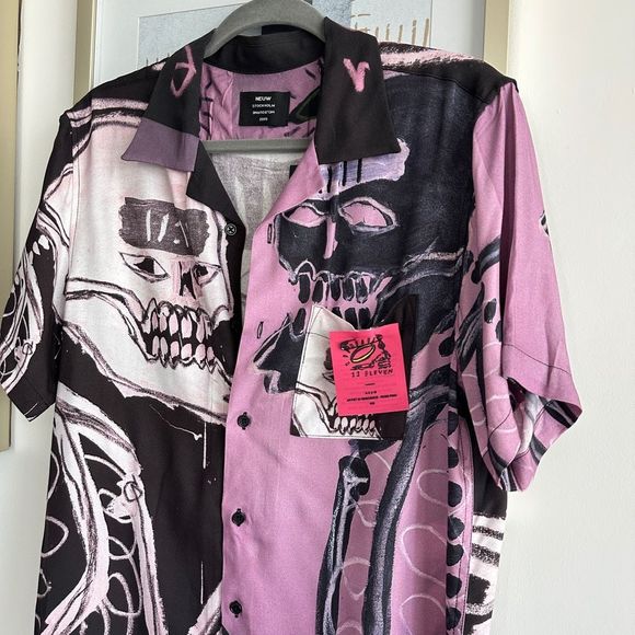 NWT NEUW DENIM Men's Pino Art Graphic Print Button-Up Collared Shirt Size S - Picture 8 of 10